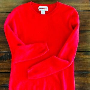 Ellen Tracy Red Cashmere Crew Neck Sweater